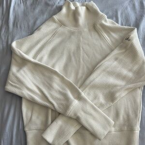 Alo Waffle Mock Neck Pullover Size S